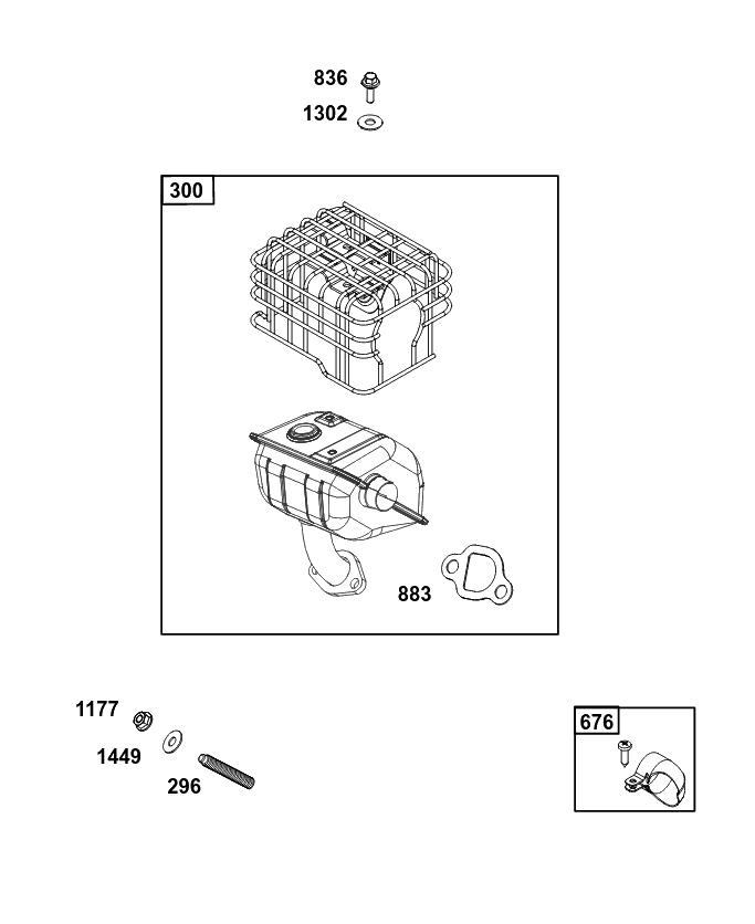 Exhaust Group Diagram and Parts List for 10R232-0004-H5 100000 - 19Z999 Briggs and Stratton Engine